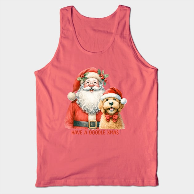 Cute Doodle Xmas Happy Santa with Labradoodle Dog Cartoon Christmas collection Tank Top by Tintedturtles